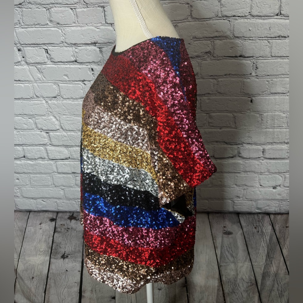 Gap Color Block Sequin Top Size S/M - image 3